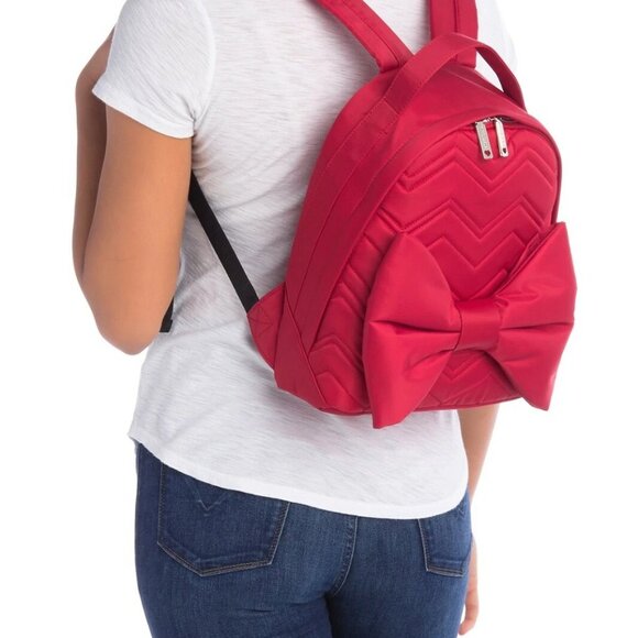 Betsey Johnson Large Bow Backpack & Large Bow Wallet Red 2 Piece Set - Picture 3 of 7